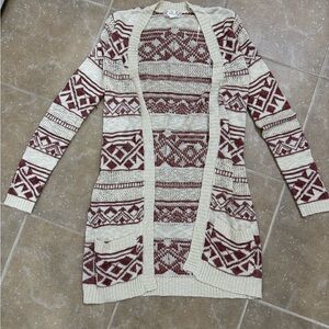 Pink Republic Cream and Red Patterned Cardigan